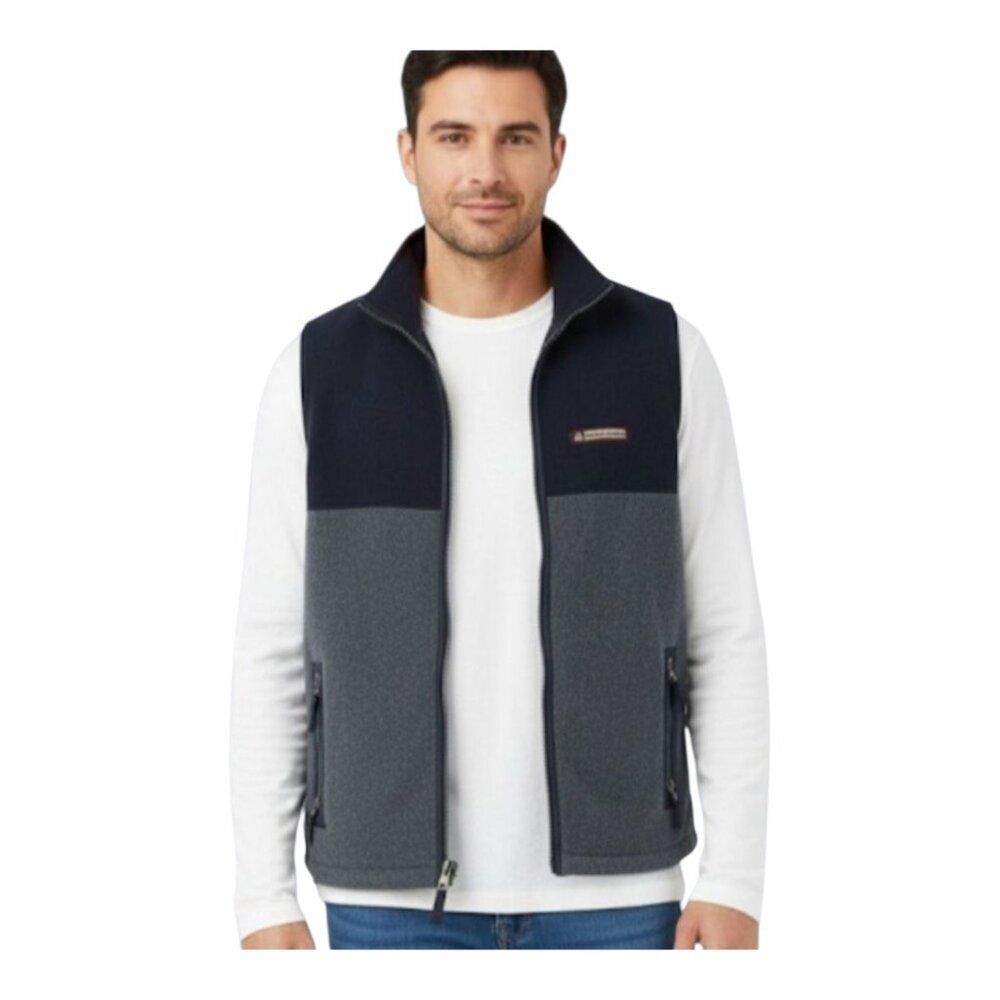 Y2K Abercrombie Genuine Brand Vintage Full Zip Fleece Vest XL Gray & Navy Blue
